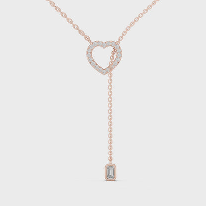Heart Shape Lab Grown Diamond Lariat Drop Necklace