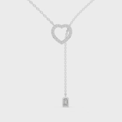 Heart Shape Lab Grown Diamond Lariat Drop Necklace