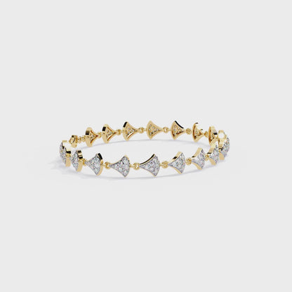 14k Yellow Gold 1.05Ct Round Cut White Colorless Lab Grown Diamond Prong Set Bridesmaid Line Dainty Bracelet For Her