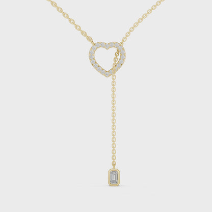 Heart Shape Lab Grown Diamond Lariat Drop Necklace