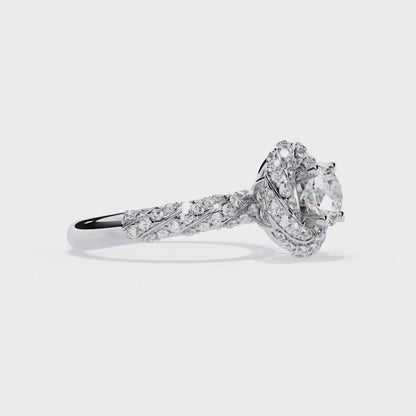 Round Cut 1.44Ct Lab Grown Diamond Halo Style Art Deco Elegant Statement Annivrasry Ring Gift For Her