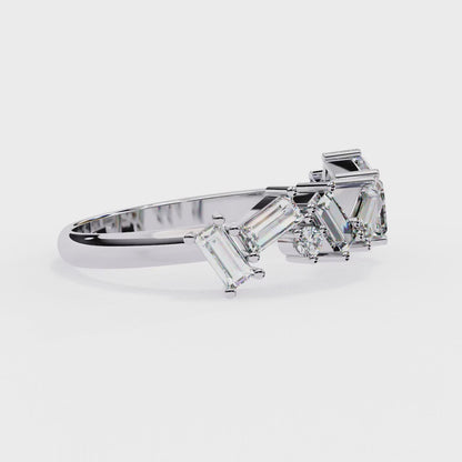 Baguette & Round Diamond Half Eternity Band