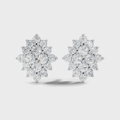 1.32Ct Round Cut Lab Grown Prong Set Cluster Diamond Earring