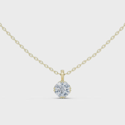 Prong Set Solitaire Lab-Grown One Round Rose Gold Diamond Pendant