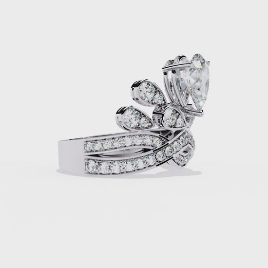 2.14Ct Pear And Round Cut Diamond Delicate Stunning Halo Vintage Sparkling Engagement Ring Special Day Gift For Her