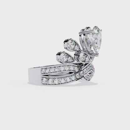 2.14Ct Pear And Round Cut Diamond Delicate Stunning Halo Vintage Sparkling Engagement Ring Special Day Gift For Her