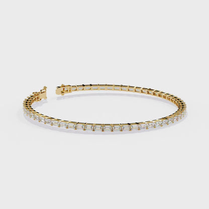 3.53 Ct Emerald Cut Lab Grown Diamond Tennis Bracelet