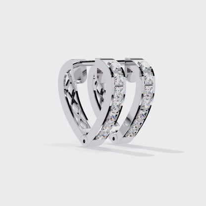 Vintage Princess Cut Diamond Handmade Hoop Earrings