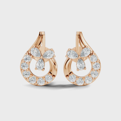 1.13 Ct Round & Pear Lab Grown Diamond Earrings