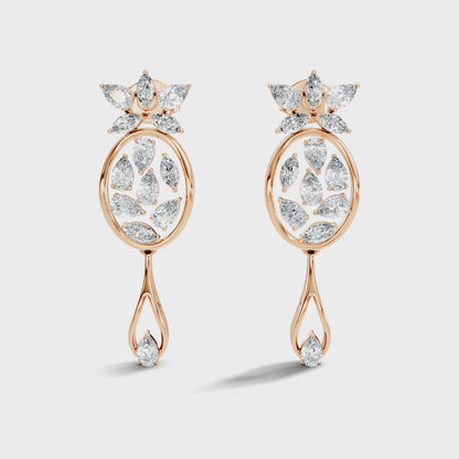 Pear and Marquise Cut Lab Grown Diamond Drop Earring