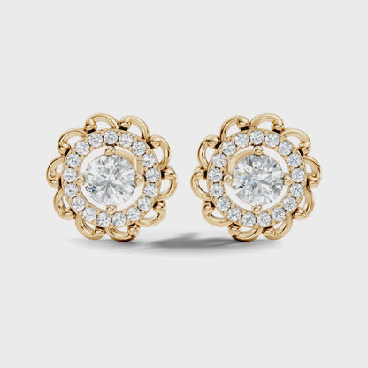 Best Round Cut Lab Grown Diamond Halo Stud Earring