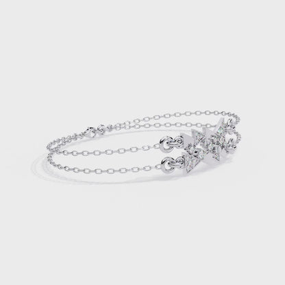 Round Cut Lab Grown Diamond Vintage Cluster Bracelet