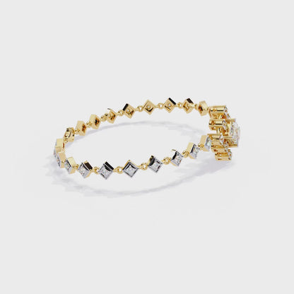 1.70 Ct Princess & Round Diamond Halo Tennis Bracelet