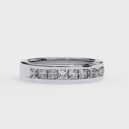 1.07 Ct Princess Diamond Bezel Half Eternity Band