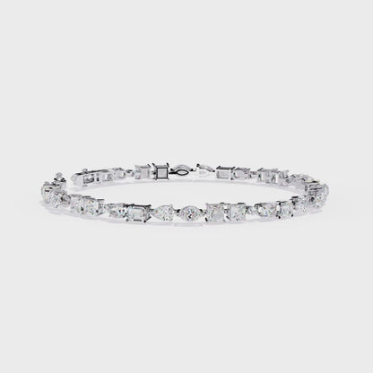 5.74 Ct Multi Shape Lab Grown Diamond Tennis Bracelet