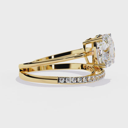 Solitaire 2.41Ct Cushion and Round Cut Diamond Elegant Channel Set Minimalist Classic Perfect Ring