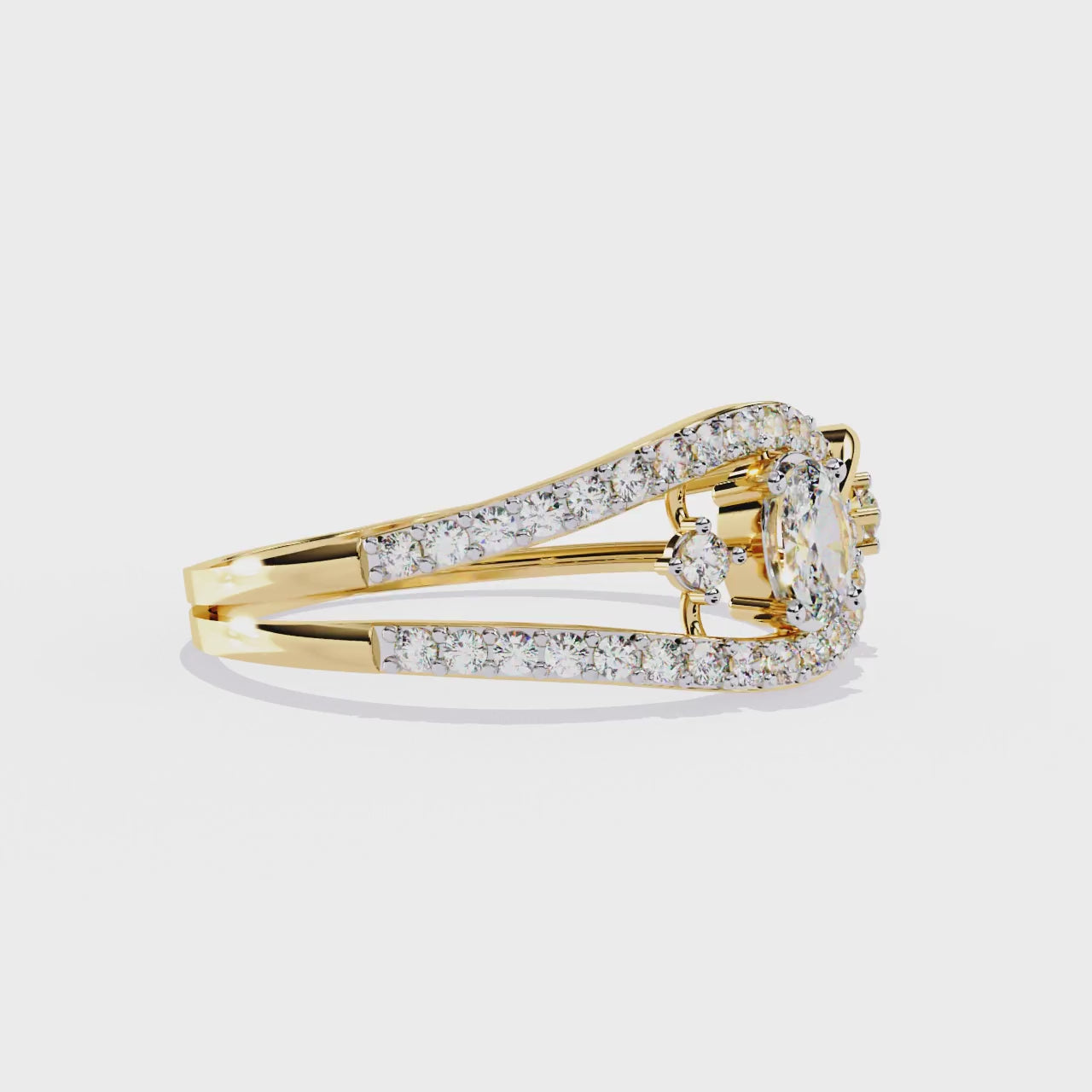 Oval And Round Cut Lab Grown Diamond Unique Handcrafted Prong Set Dainty Wedding Ring For Her