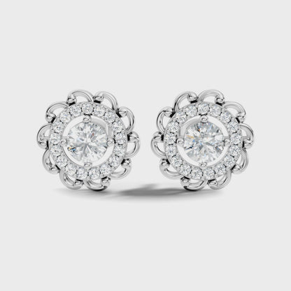 Best Round Cut Lab Grown Diamond Halo Stud Earring