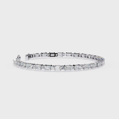 5.10 Ct Emerald & Round Cut Diamond Tennis Bracelet