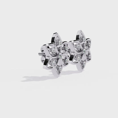Vintage Round Cut Lab Grown Diamond Art Deco Earrings