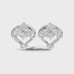 Round Cut Lab Grown Diamond Vintage Heart Shaped Stud Earring