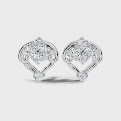 Round Cut Lab Grown Diamond Vintage Heart Shaped Stud Earring