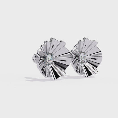 Round Lab Grown Diamond Floral Stud Earring