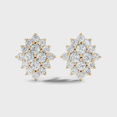 1.32Ct Round Cut Lab Grown Prong Set Cluster Diamond Earring