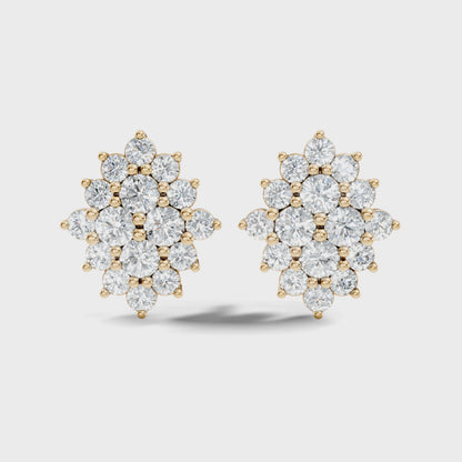 1.32Ct Round Cut Lab Grown Prong Set Cluster Diamond Earring