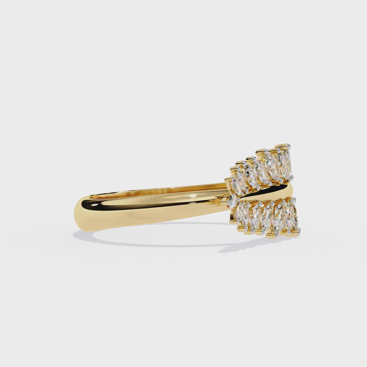 Marquise Cut Lab Grown Diamond Flora Inspired Leaf Olive Shape Antique Classics Statement Stacking Ring