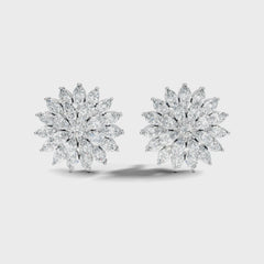 1.19 Ct Marquise Cut Lab Grown Diamond Floral Cluster Stud Earring