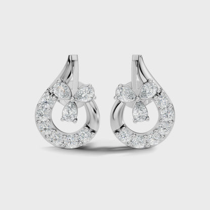 1.13 Ct Round & Pear Lab Grown Diamond Earrings