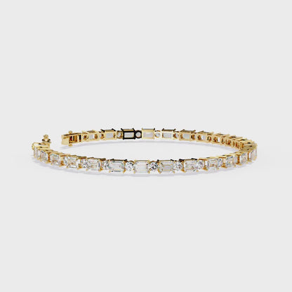 5.10 Ct Emerald & Round Cut Diamond Tennis Bracelet