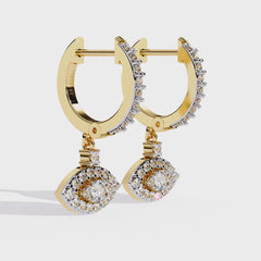 Round Cut Diamond Evil Eye Huggie Hoop Earrings