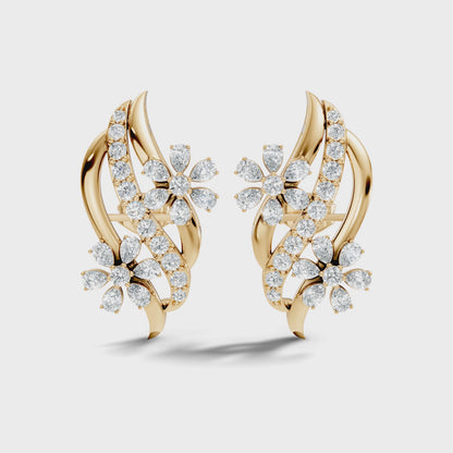 Round and Pear Lab-Grown Diamond Push Back Stud Earring