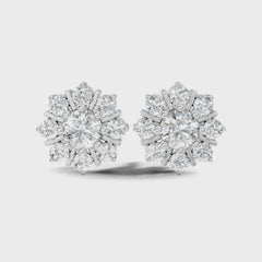 Round Cut Lab Grown Diamond Halo Prong Set Stud Earring