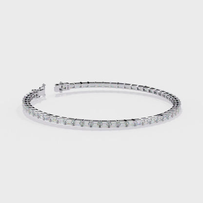 3.53 Ct Emerald Cut Lab Grown Diamond Tennis Bracelet
