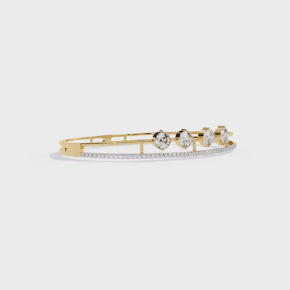 2.32Ct Vintage Round Lab Grown Diamond Prong Set Bangle