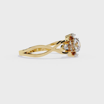 Vintage Marquise and Round Cut Diamond Unique Twisted Halo Style Dainty Cluster Proposer Ring