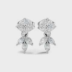 Round & Marquise Cut Lab Grown Diamond Drop Earring