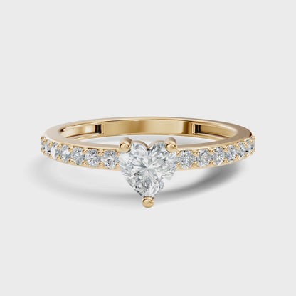 Heart and Round Lab Grown Diamond Prong Set Dainty Engagement Ring