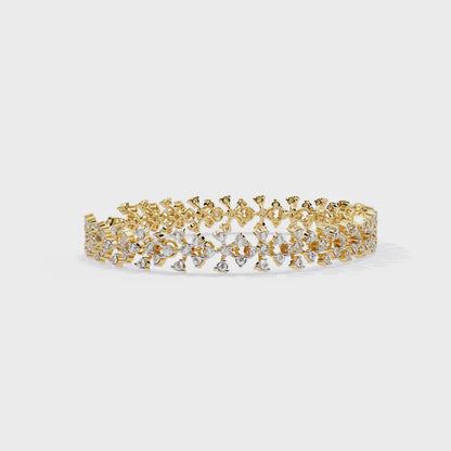 1.59 Ct Round Cut Diamond Flower Cluster Tennis Bracelet