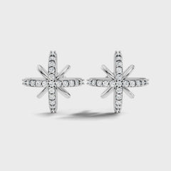 Round Cut Lab Grown Diamond Cross Starburst Stud Earring