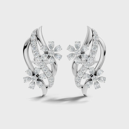 Round and Pear Lab-Grown Diamond Push Back Stud Earring