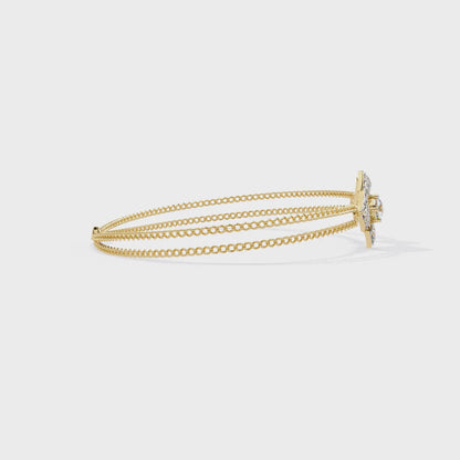 Round Cut Lab Grown Diamond Flower Cuff Bracelet