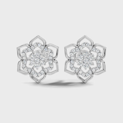 0.41 CT Round Lab Grown Diamond Floral Halo Stud Earring