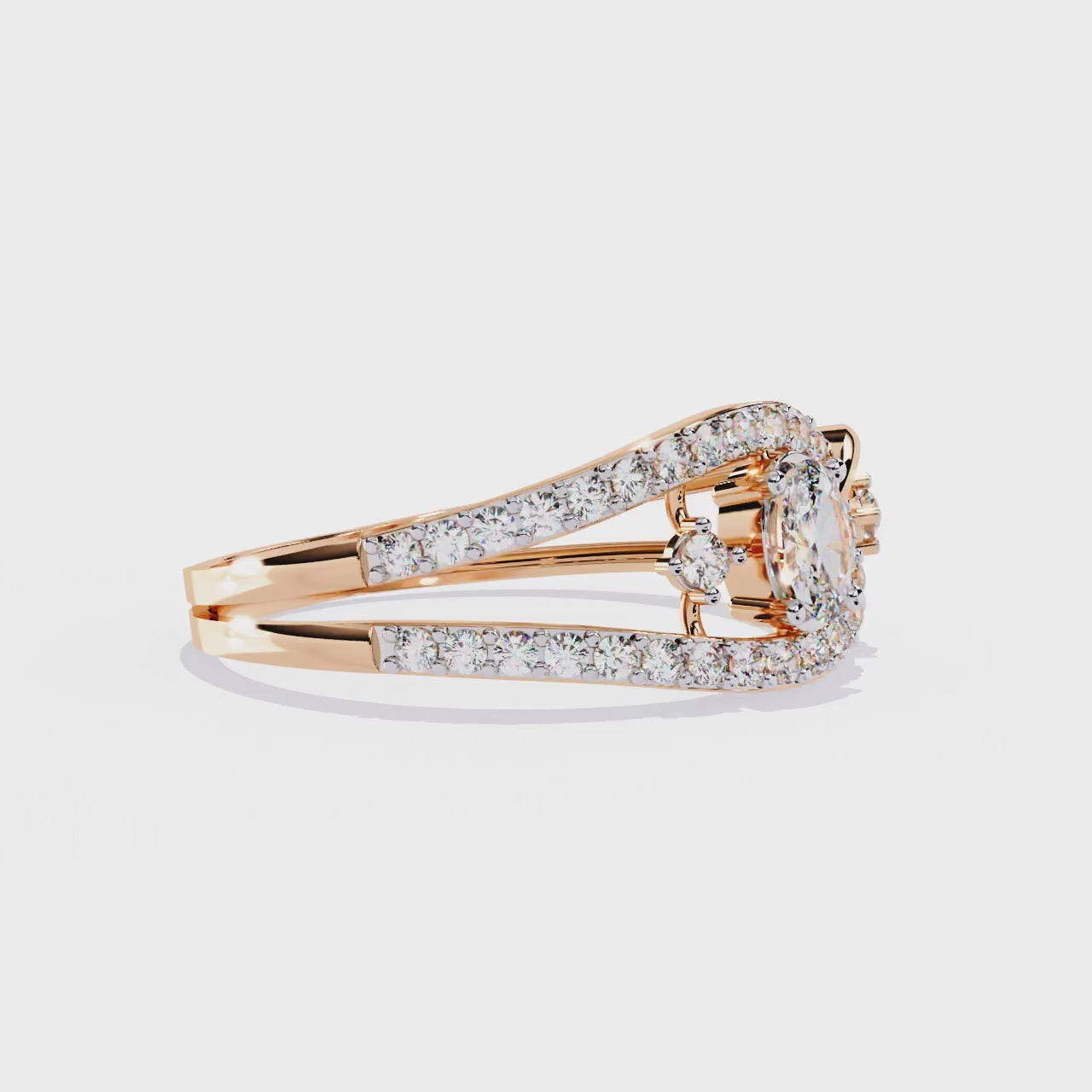 Oval And Round Cut Lab Grown Diamond Unique Handcrafted Prong Set Dainty Wedding Ring For Her