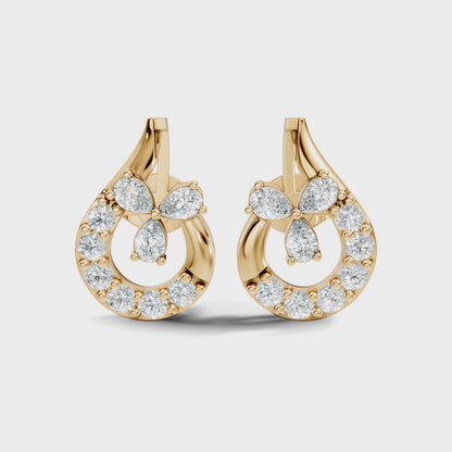 1.13 Ct Round & Pear Lab Grown Diamond Earrings