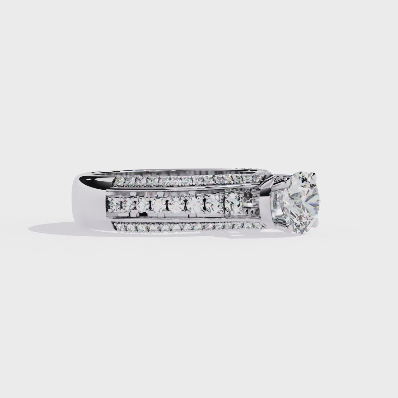 Round Cut 1.23Ct Lab Grown Diamond Unique Delicate Prong Set Three Row Statement Bridesmaid Ring