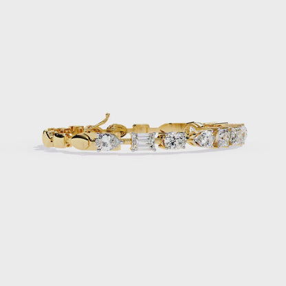13.84 Ct Multi Shape Diamond Tennis Bracelet